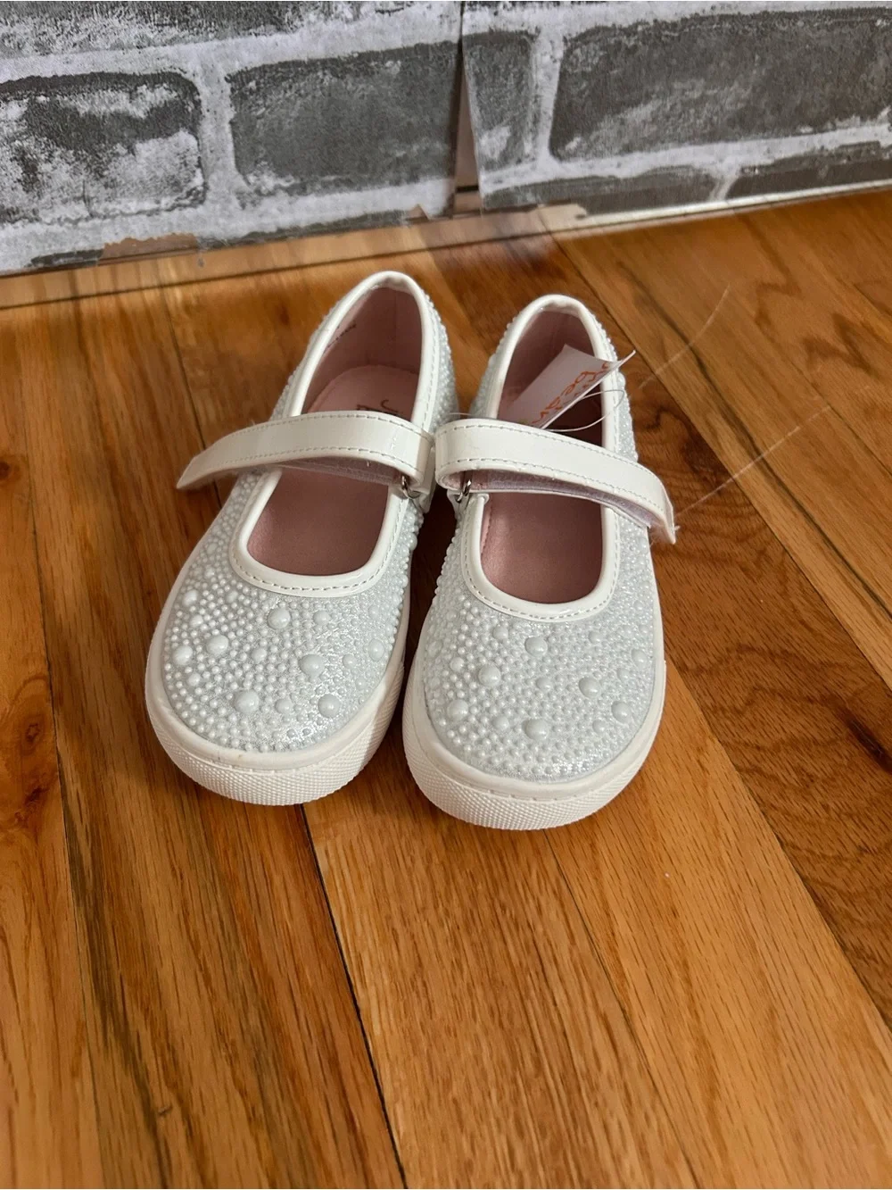 jumping beans White Pearl-Embellished Mary Jane Shoes